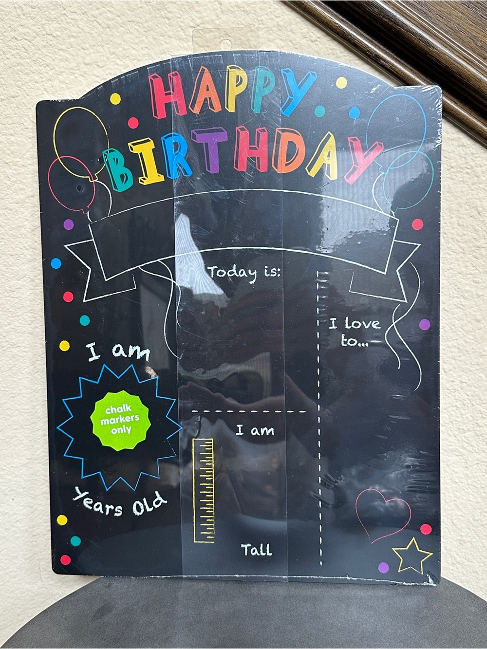 Happy Birthday Chalkboard Sign - Black Mondo Llama NEW Sealed NWT